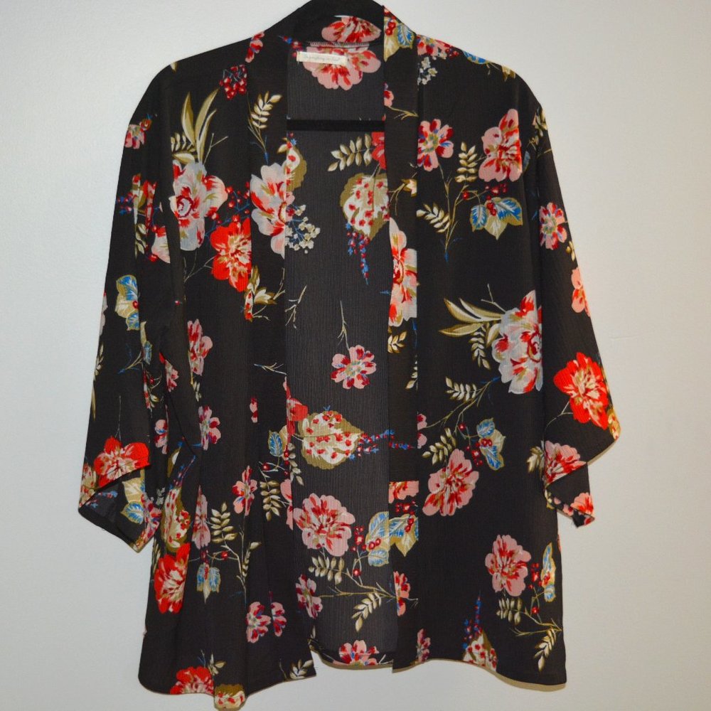Black Floral Duster
